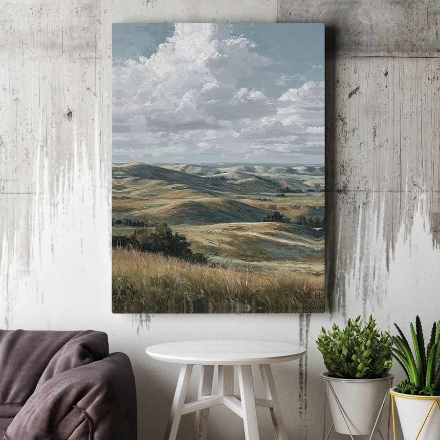 Rolling Hills Canvas Wall Art | Vintage Countryside Scenery Print | Premium Gallery Quality Canvas | Farmhouse Living Room Decor Gift