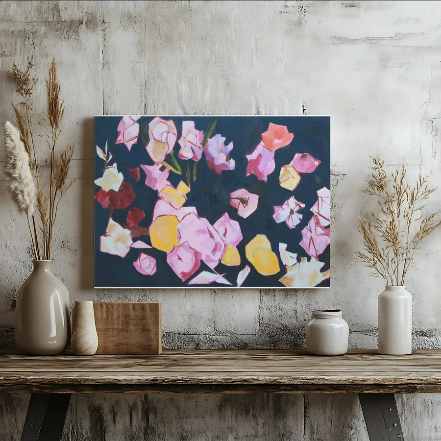 Abstract Floral Canvas Wall Art | Modern Peony Painting Print | Premium Fade-Resistant Gallery Canvas | Living Room Decor Gift