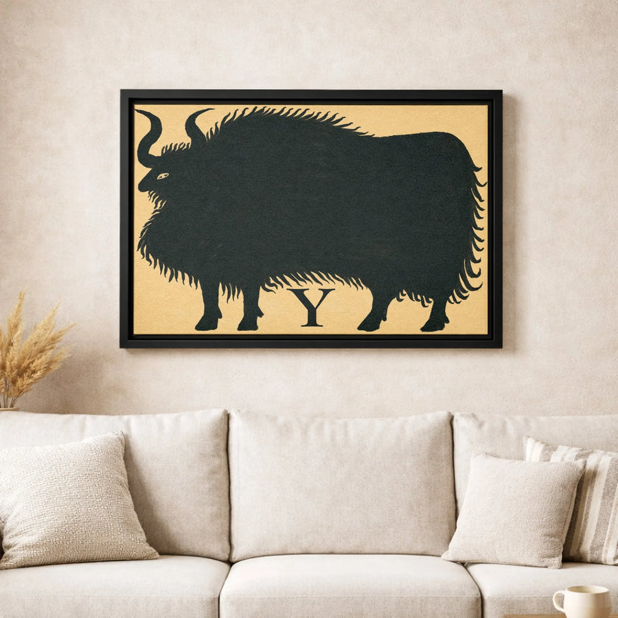 Y Is For Yak Canvas Art | Minimalist Silhouette Alphabet Print | Premium Gallery-Wrapped Wall Decor | Nursery And Farmhouse Home Gift