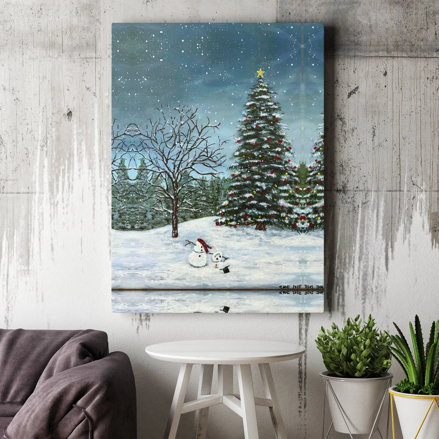 Christmas Snowman Canvas Wall Art | Winter Landscape Painting | Premium Gallery Wrapped Decor | Festive Holiday Home Gift