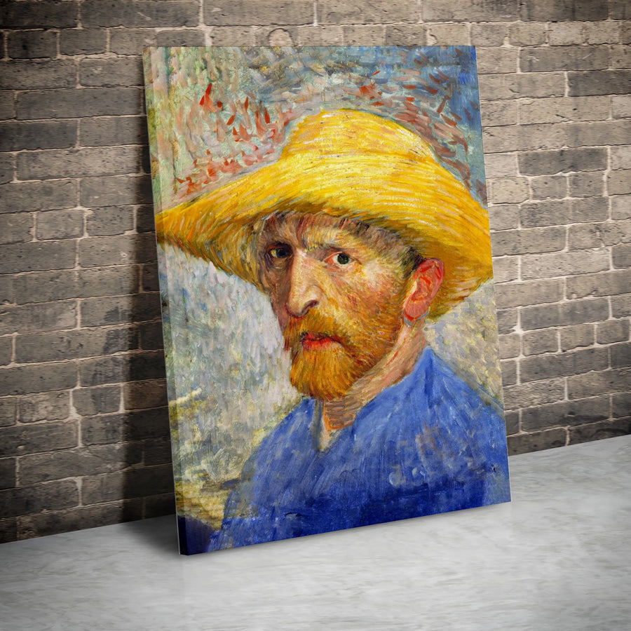 Vincent Van Gogh Self-Portrait With Straw Hat Canvas Print | Impressionist Masterpiece Wall Art | Premium Fade-Resistant Gallery Wrap | Gift For Art Lovers