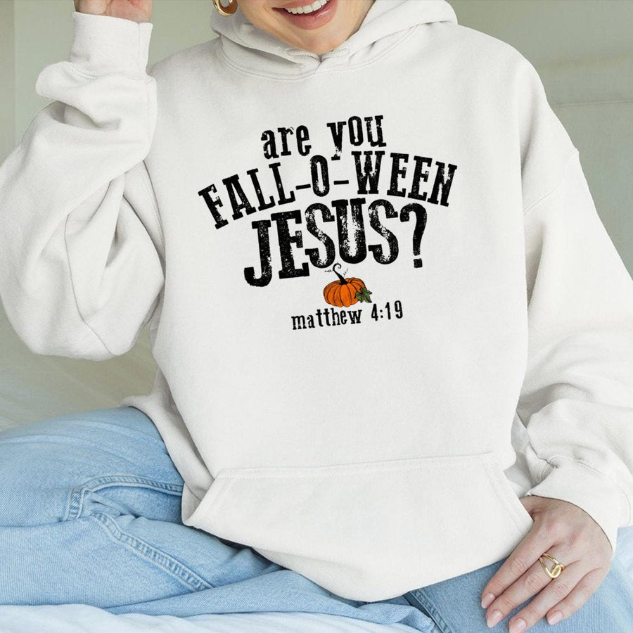 Fall-O-Ween Jesus Hoodie | Christian Pumpkin Autumn Graphic | Premium Cotton Blend | Faith Based Gift For Men And Women