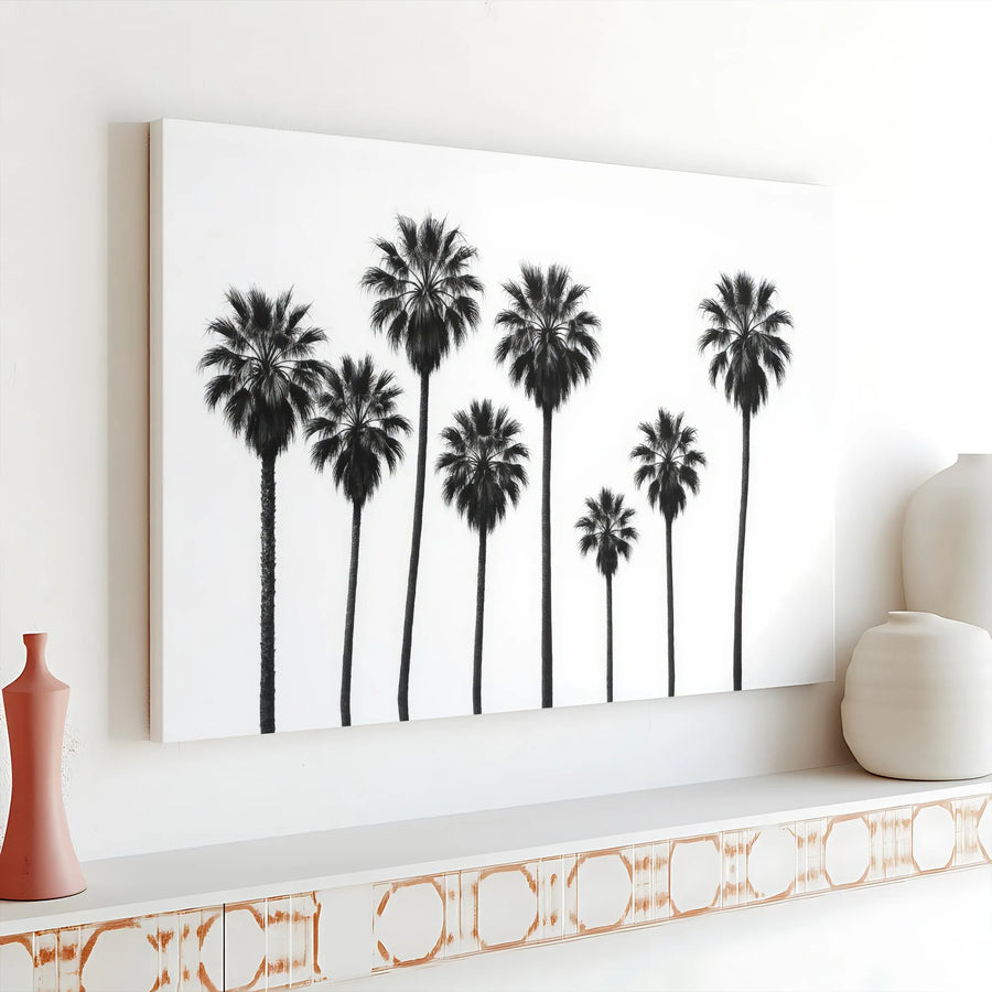 Black and White Palm Tree Canvas Wall Art | Minimalist California Photography | Premium Gallery Wrap Canvas | Modern Home Decor Gift