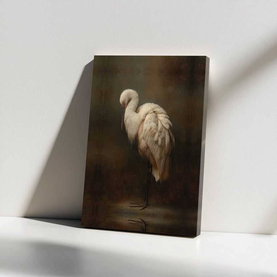 Vintage Spoonbill Canvas Wall Art | Moody Oil Painting Style Bird Art | Premium Fade-Resistant Print | Collector's Home Decor Gift for Nature Lovers
