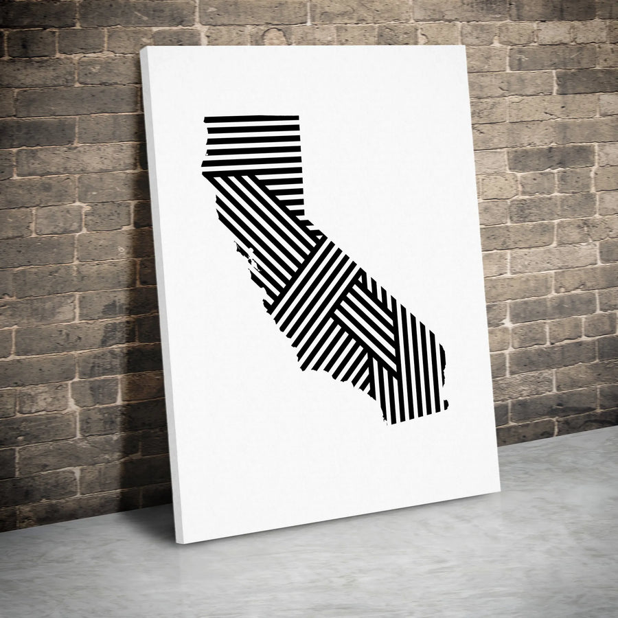 California Map Vertical Canvas | Geometric Line Art Print | Premium Gallery Wrap Canvas | Modern Home Decor Gift for California Lover