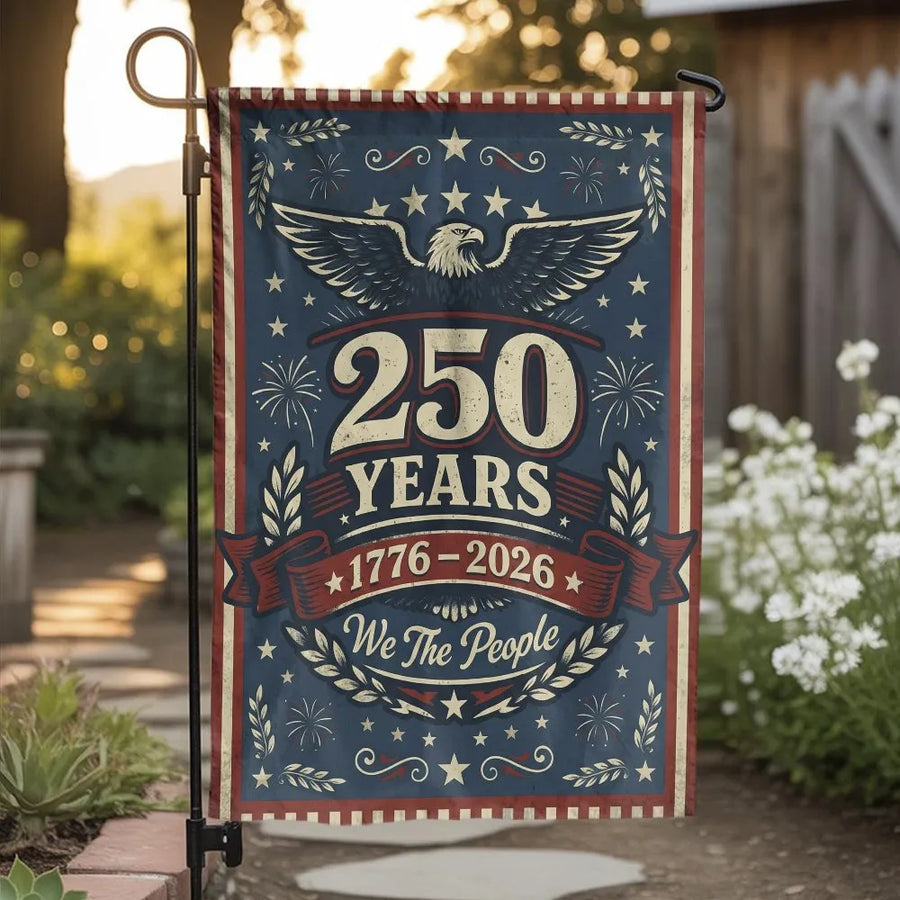 America 250th Anniversary Garden Flag | Vintage We The People 1776-2026 Design | Double Sided Weather Resistant Polyester | Patriotic Yard Decor Collector's Gift