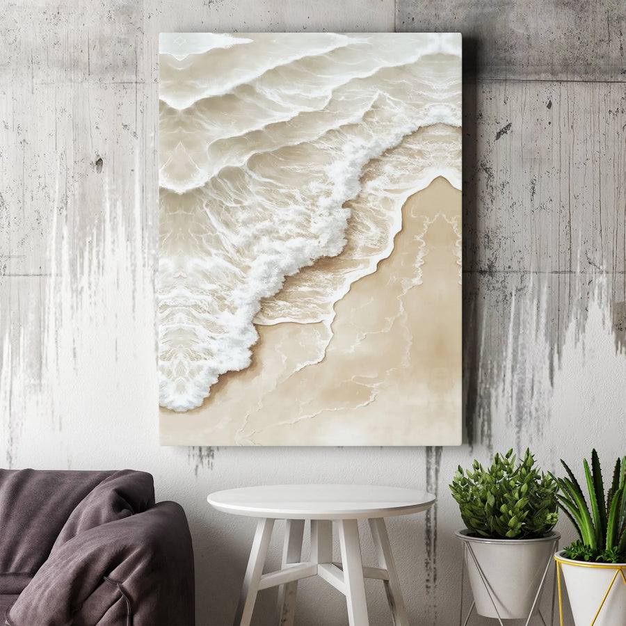 Ocean Waves Canvas Print | Minimalist Seascape Aerial View | Premium 1.25" Gallery Wrap | Modern Coastal Home Decor Gift