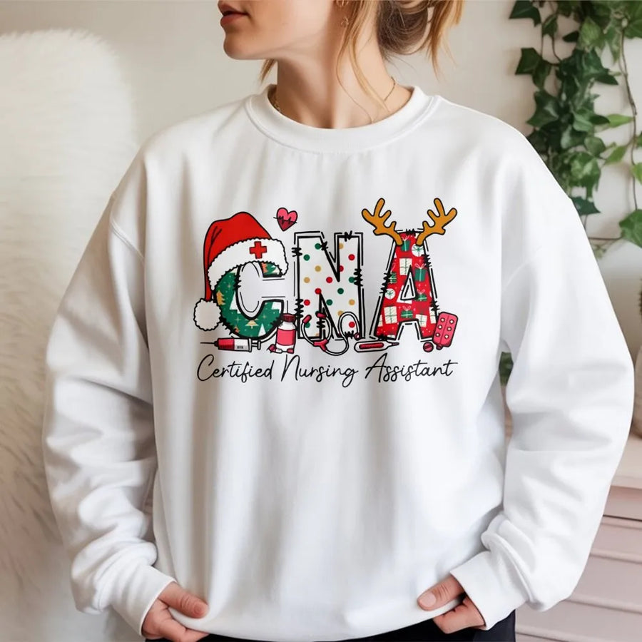 CNA Christmas Sweatshirt | Festive Certified Nursing Assistant Holiday Design | Premium Soft Cotton Blend | Perfect Gift for Nurses