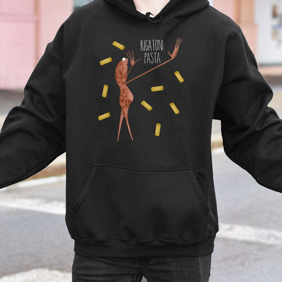 Rigatoni Pasta Hoodie | Marcus The Worm Meme Graphic | Soft Cotton-Polyester Blend | Funny Food Lover Gift For Gamers