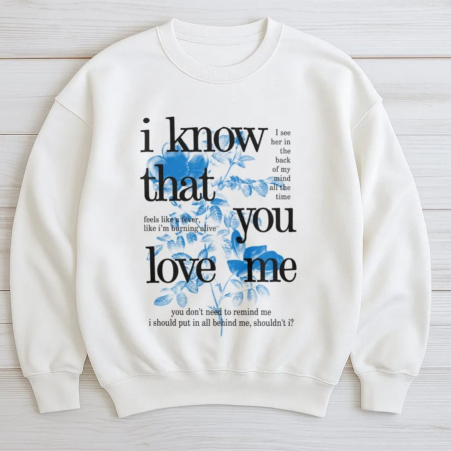 Lyrics Graphic Sweatshirt | Aesthetic Blue Wildflower Design | Premium Cotton Blend Jumper | Indie Music Fan Gift For Her