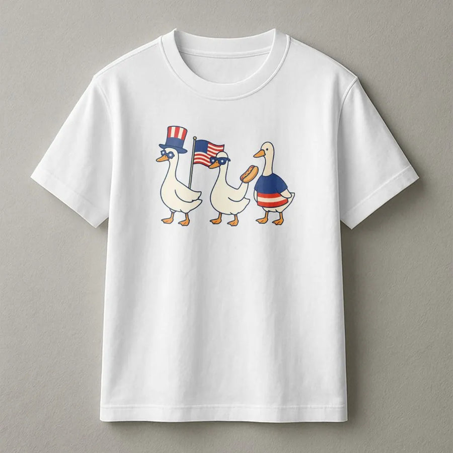 Silly Goose 4th of July T-Shirt | Funny Patriotic Goose Parade Graphic | Premium Soft Cotton Blend | Unique Independence Day Gift