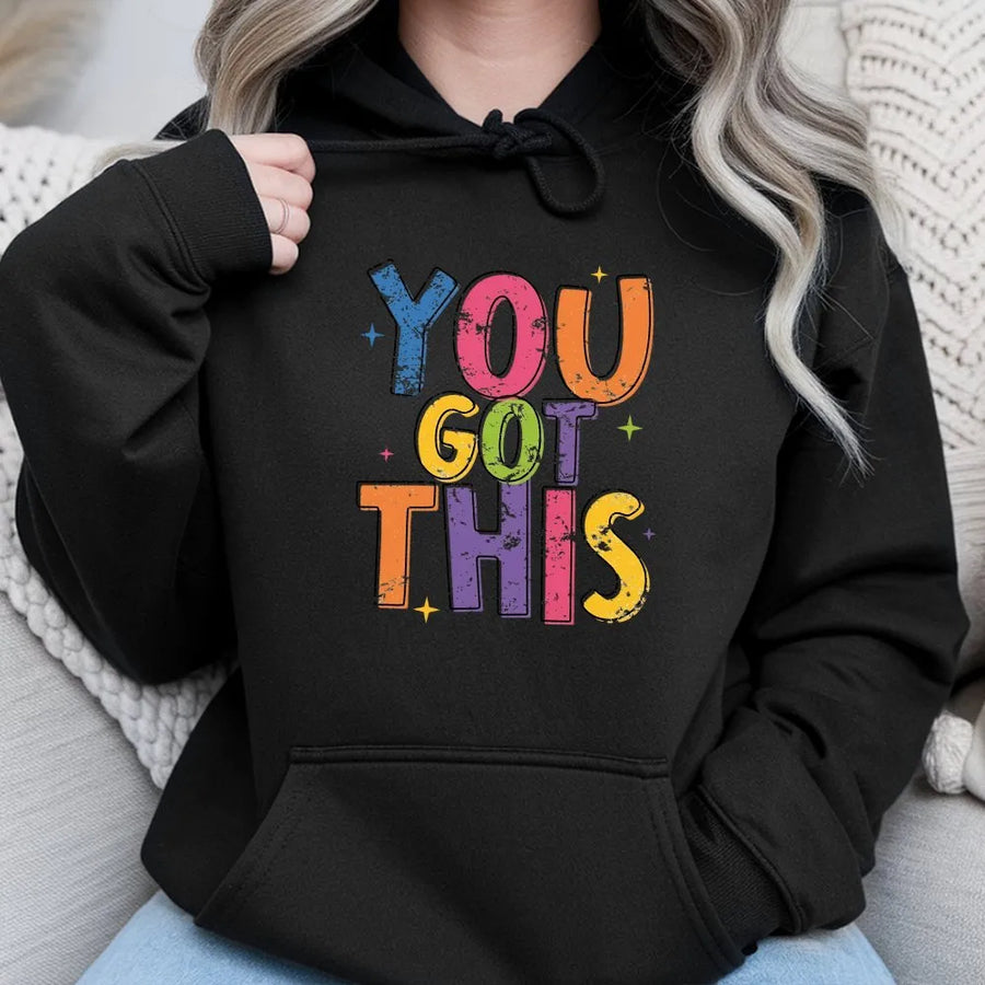 Retro Teacher Hoodie | You Got This Positive Affirmation Graphic | Comfort Colors 100% Cotton | Gift for Elementary Teacher, First Day of School Outfit