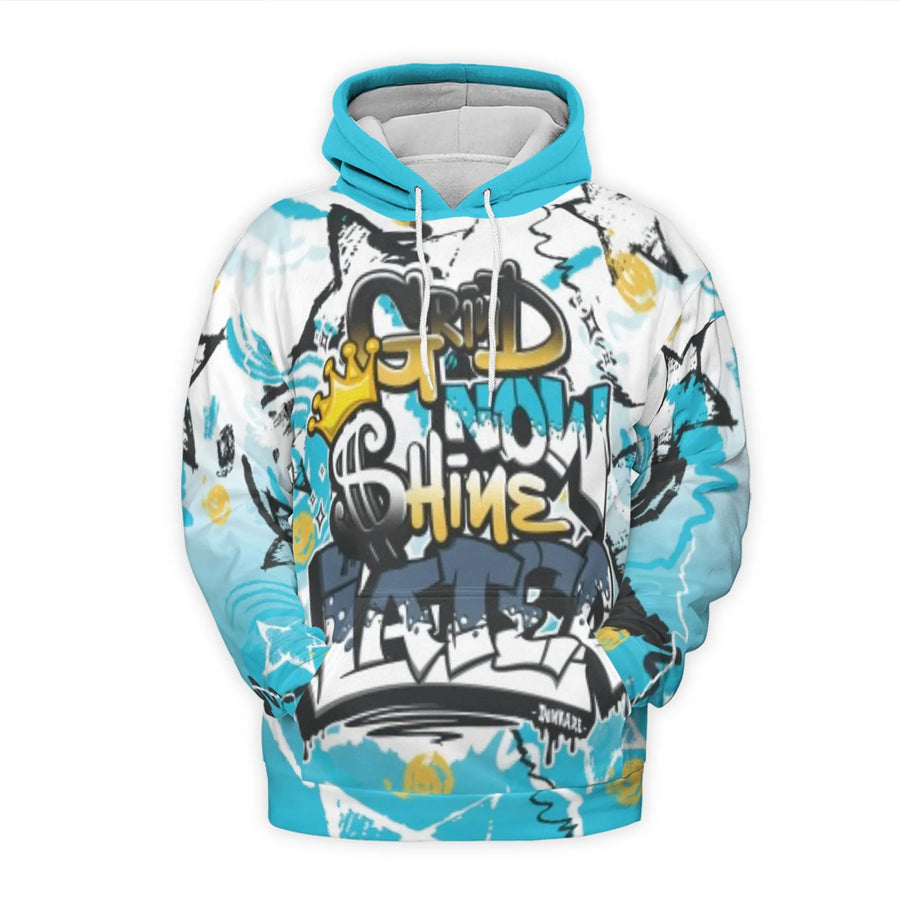 Grind Now Shine Later Hoodie | Streetwear Graffiti Art Print | Premium Brushed Fleece Polyester | Unisex Urban Pullover Sweatshirt Gift