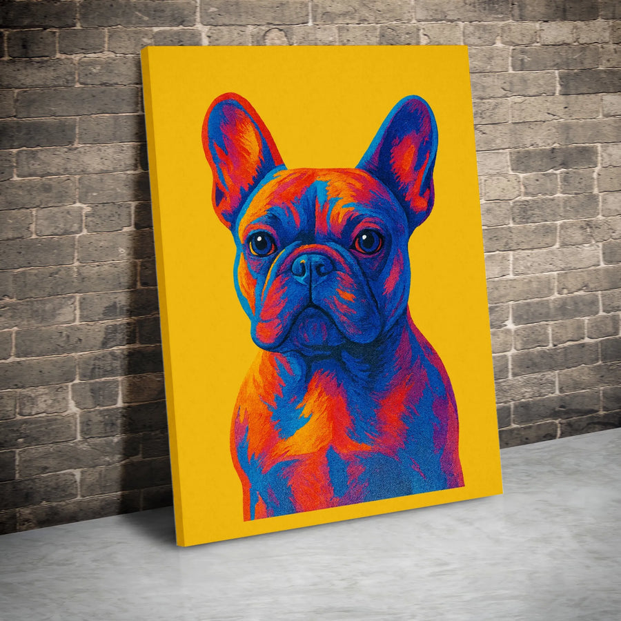 French Bulldog Canvas Wall Art | Vibrant Pop Art Dog Portrait | Premium Gallery Canvas Print | Modern Home Decor Gift for Dog Lovers