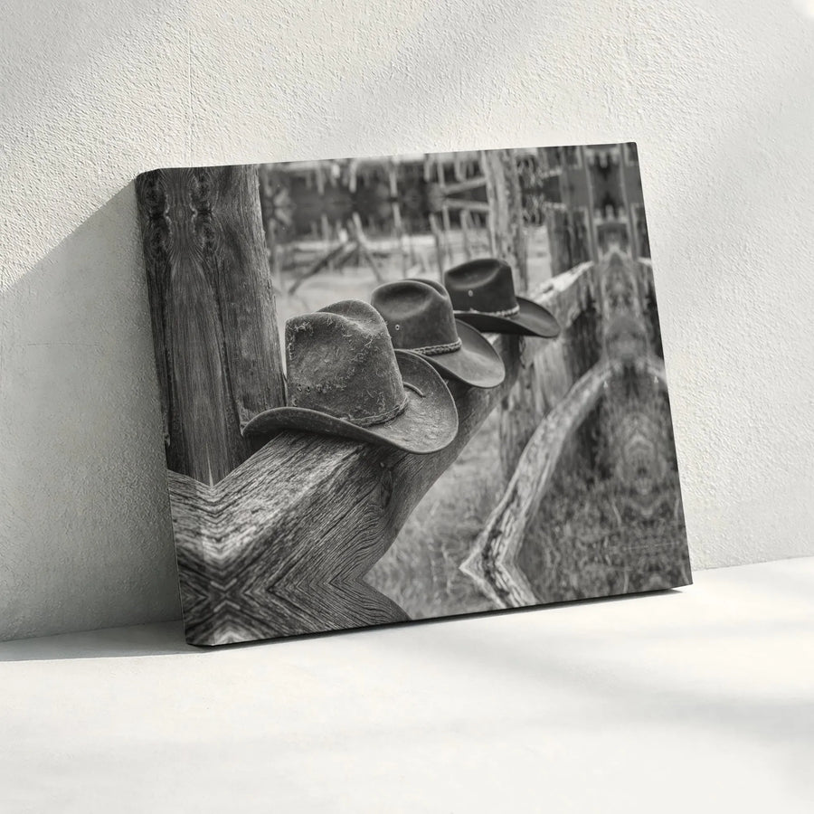 Rustic Cowboy Canvas Wall Art | Black and White Western Photography | Premium Gallery Wrap Canvas | Gift for Men, Ranch Home Decor