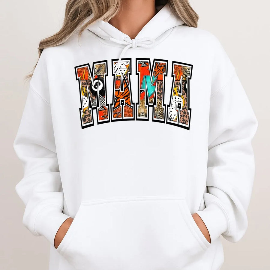 Mama Hoodie Western Graphic Print | Edgy Animal Print Lettering | Premium Cotton Blend | Trendy Mom Gift For Her