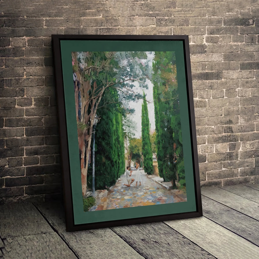 Marriage Proposal Canvas Print | Romantic Cypress Path Wall Art | Premium Gallery-Wrapped Decor | Engagement Gift for Couple