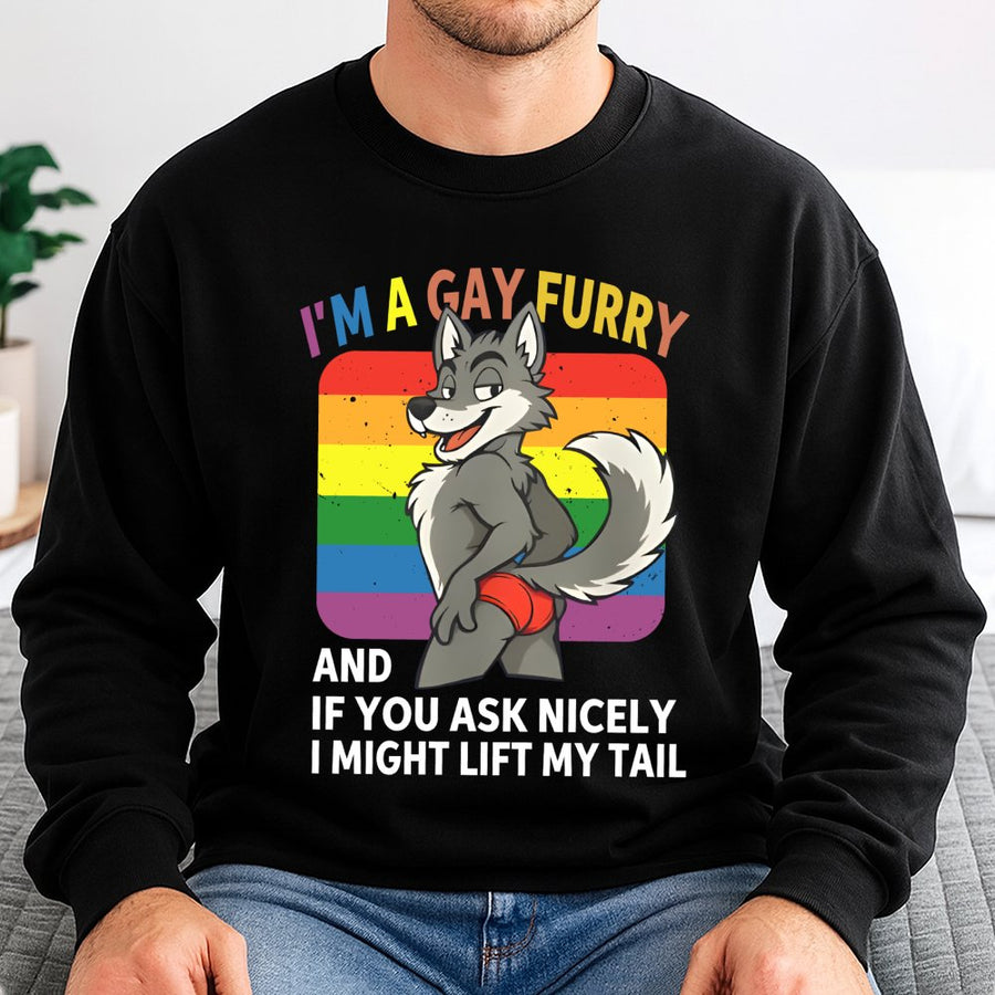 Gay Furry Pride Sweatshirt | Rainbow Wolf Design | Cotton-Blend Premium Apparel | Cute LGBTQ Gift for Furry Fandom Fans