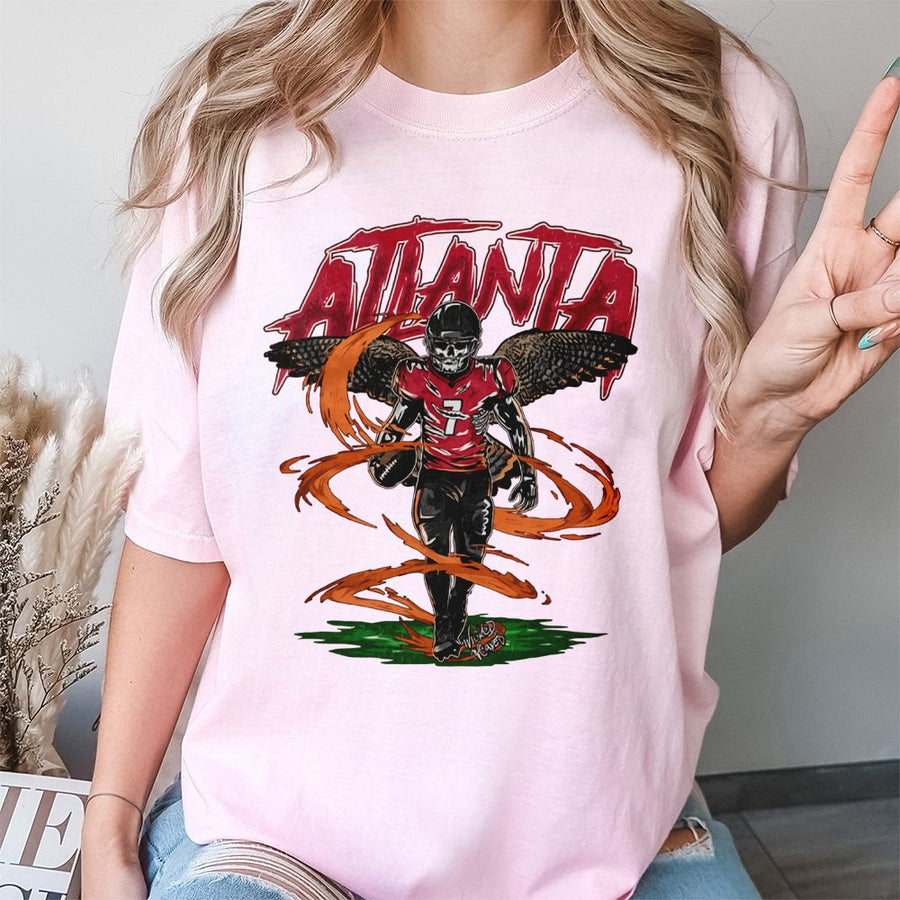 Atlanta Skeleton Football Player With Falcon Wings T-Shirt