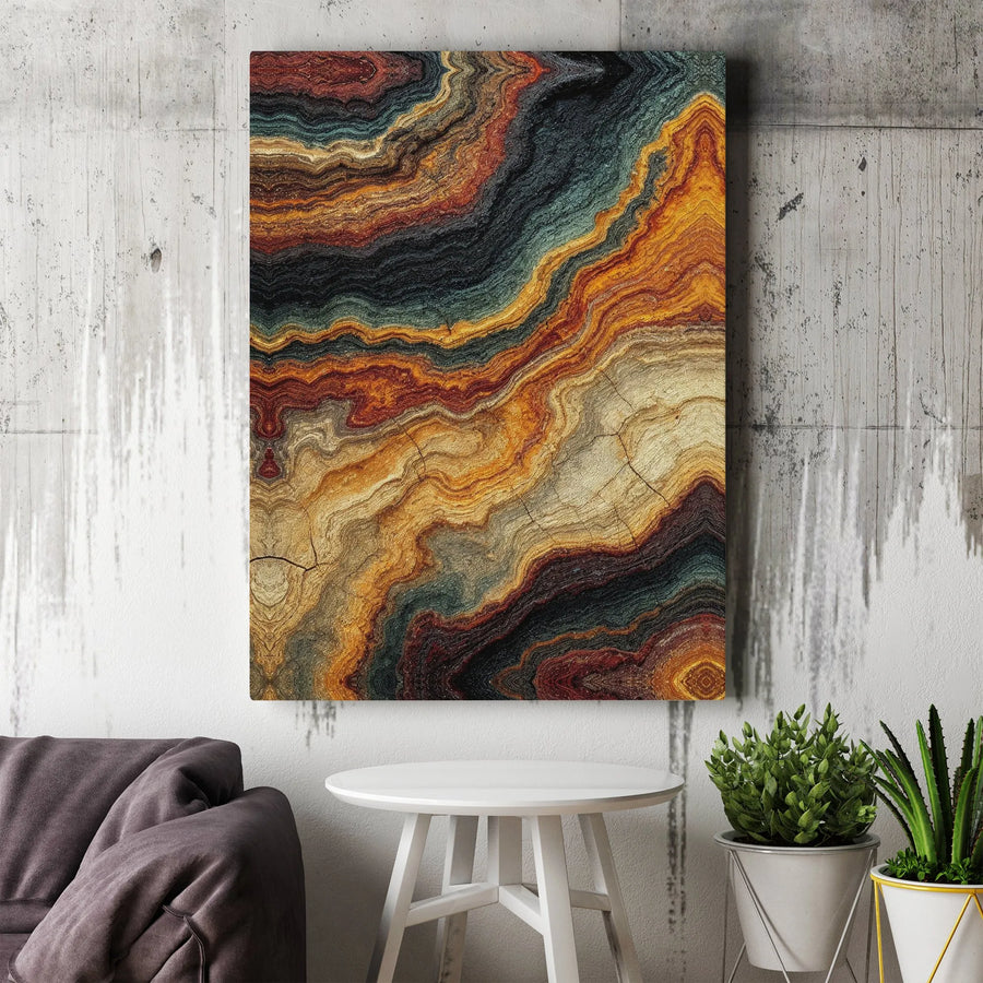 Abstract Earthy Geode Wall Art | Large Agate Stone Texture Print | Gallery-Quality Stretched Canvas | Modern Home & Office Decor Gift