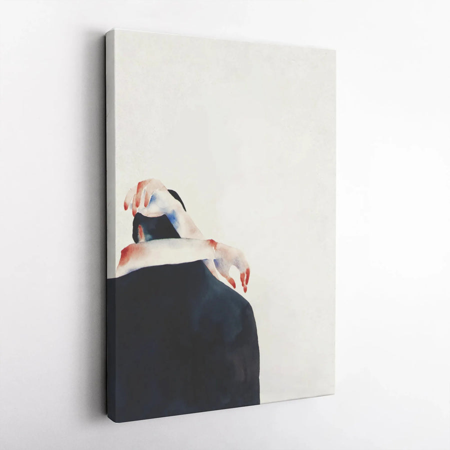 Abstract Couple Hug Canvas Print | Minimalist Watercolor Embrace Painting | Thick Gallery Wrap Canvas | Modern Romantic Wall Decor Gift