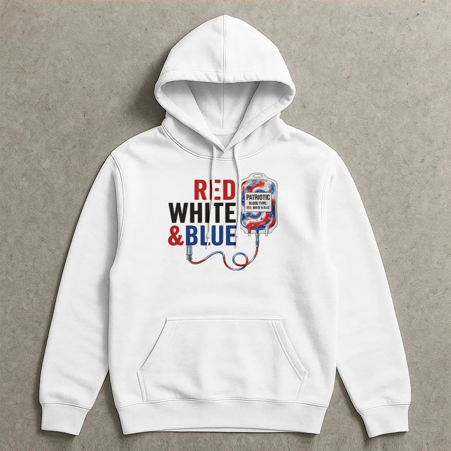 4th of July Nurse Shirt | Patriotic Blood Type IV Bag Graphic | Soft Cotton Tee | Gift for Phlebotomist or RN