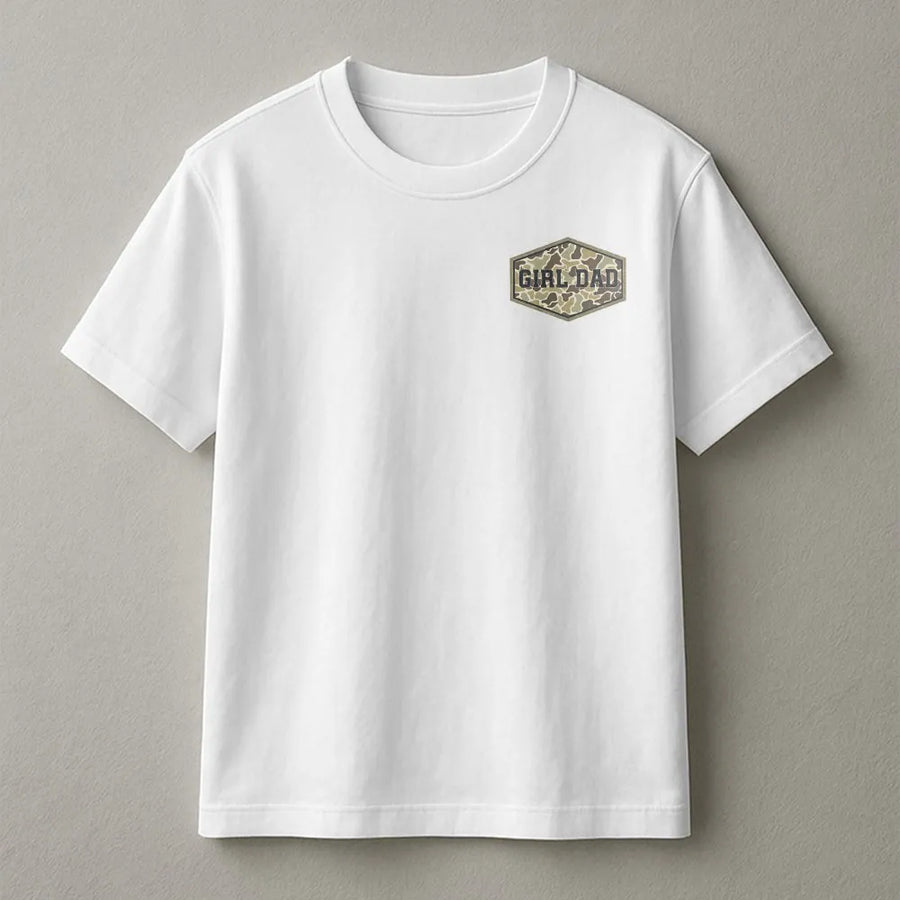 Comfort Colors Girl Dad Shirt | Retro Camouflage Chest Logo | Premium Cotton Tee | Father's Day Gift for New Dad