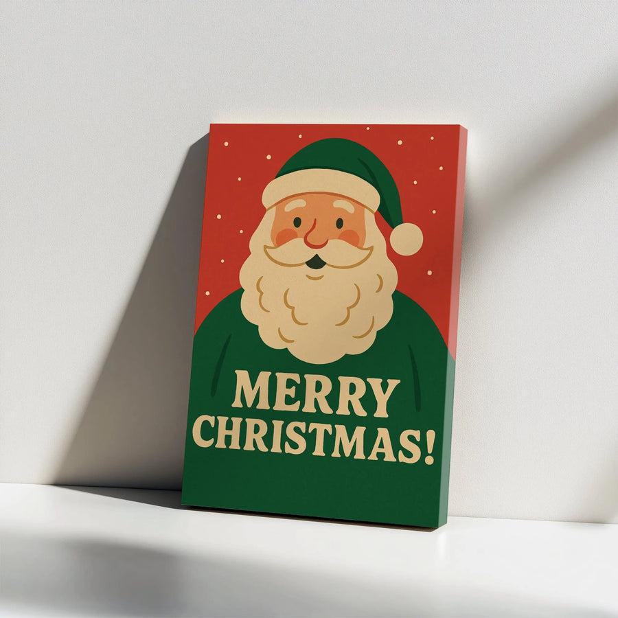 Retro Santa Claus Canvas Art | Merry Christmas Festive Wall Decor | 1.25-Inch Gallery Wrap Print | Holiday Home Gift for Winter Enthusiasts