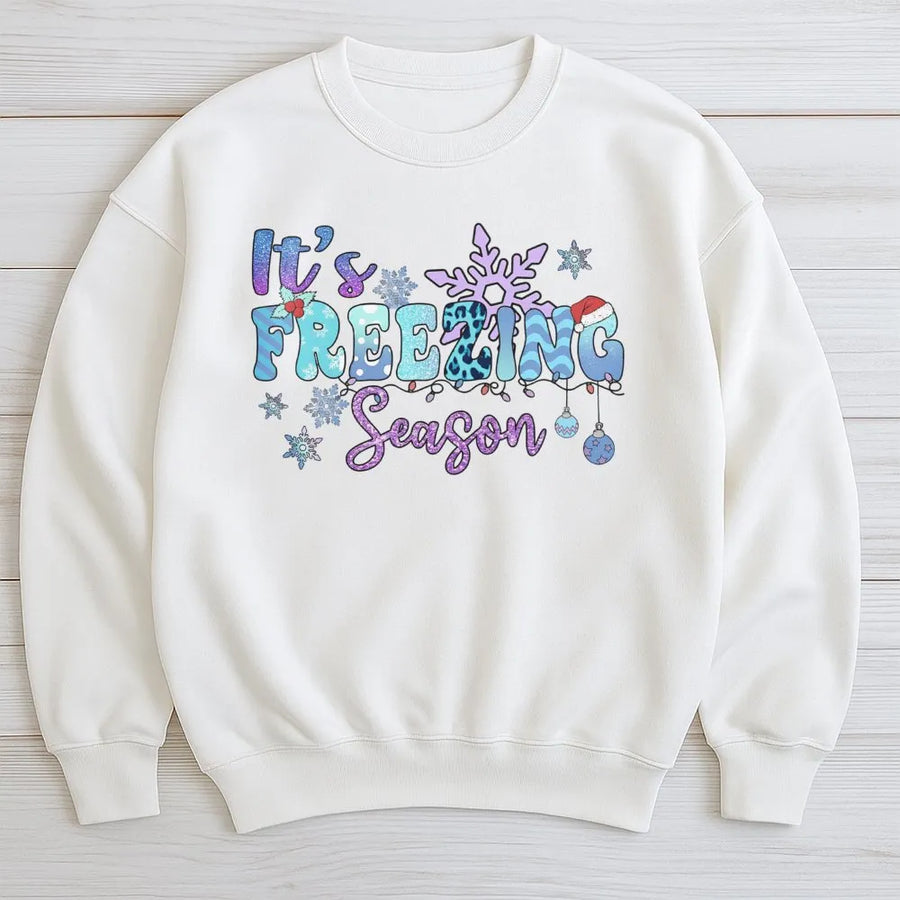 It's Freezing Season Sweatshirt | Christmas Snowflake Graphic Tee | Cozy Premium Cotton Blend | Gift For Her Holiday Winter Outfit