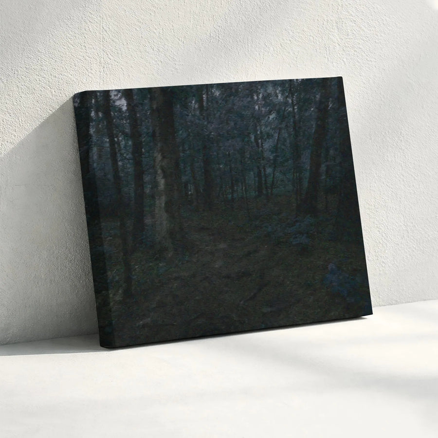 Dark Forest Canvas Wall Art | Atmospheric Woodland Painting | Premium Gallery Wrap Print | Gothic & Dark Academia Decor Gift