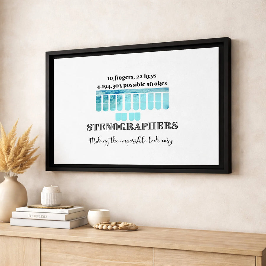 Stenographer Wall Art | Stenotype Keyboard Quote Canvas | Premium Gallery-Wrapped Print | Court Reporter Office Decor Gift