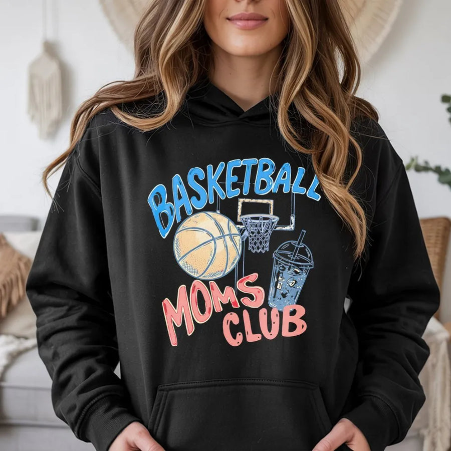 Basketball Mom Hoodie | Gameday Doodle Graphic | Soft Cozy Crewneck | Proud Basketball Parent Gift