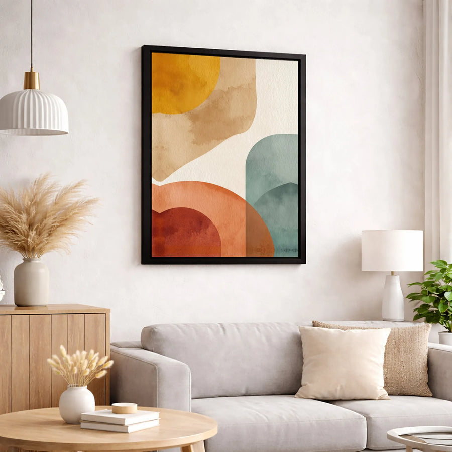 Boho Abstract Canvas Wall Art | Earth Tone Organic Shapes Print | Gallery-Quality 1.25 Inch Profile | Modern Home Decor Gift