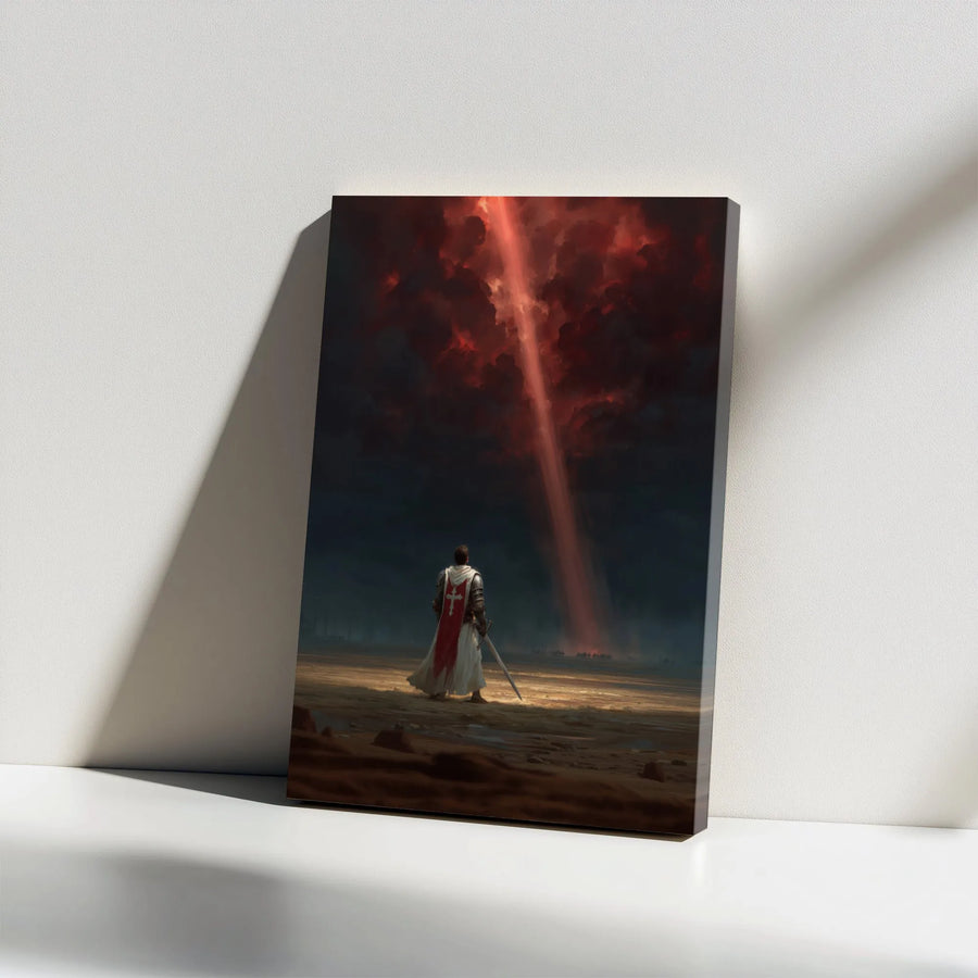 Knights Templar Canvas Wall Art | Epic Crusader Fantasy Artwork | Premium Gallery Wrapped Canvas | Man Cave & Office Decor Gift