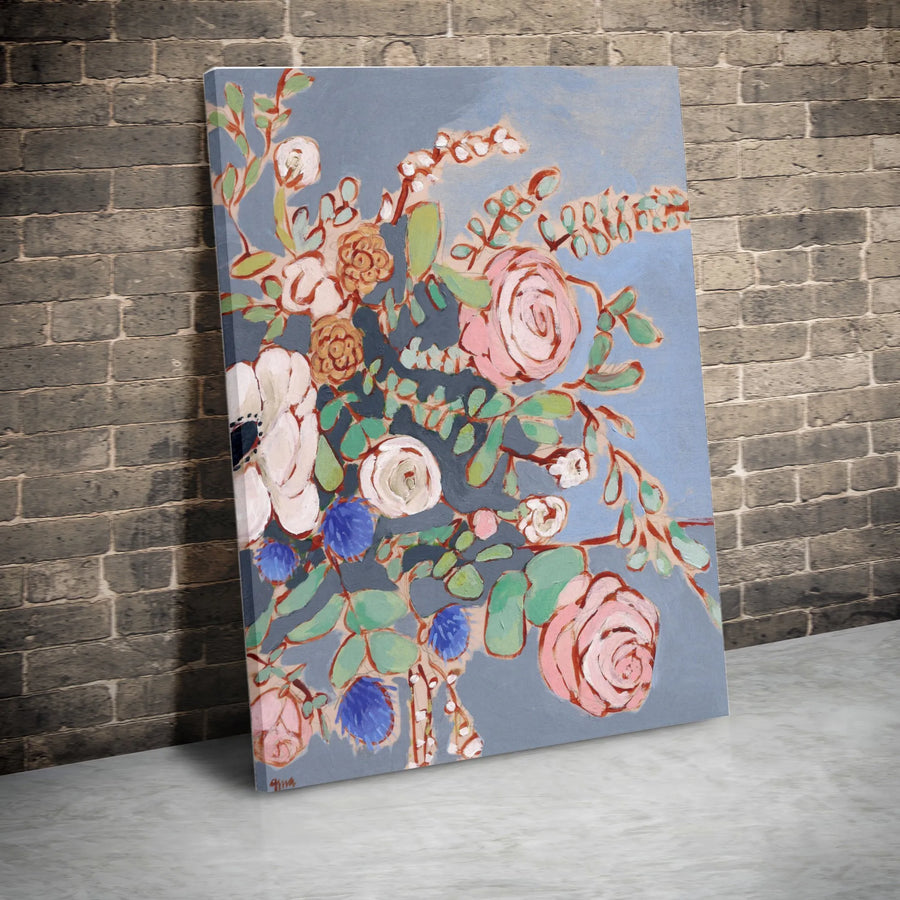 Italian Spring Floral Vertical Canvas | Impressionist Botanical Painting Print | Premium Frameless Gallery Canvas | Living Room Wall Decor Gift