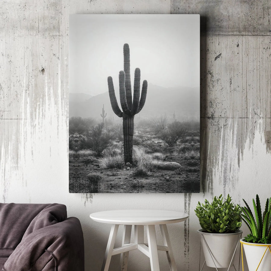 Saguaro Cactus Middle Finger Canvas | Minimalist Desert Landscape Wall Art | Gallery-Quality Fade-Resistant Print | Funny Office Decor For Men