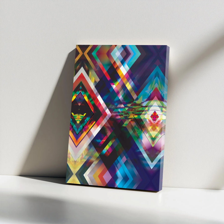 Abstract Geometric Canvas Wall Art | Vibrant Prism Diamond Design | Premium Fade-Resistant Print | Modern Home & Office Decor Gift