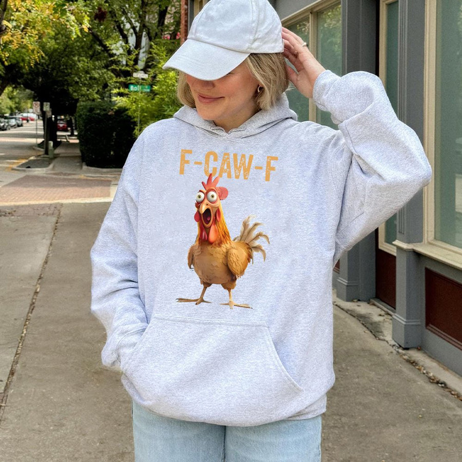 Funny Chicken Hoodie | F-Caw-F Sarcastic Bird Graphic | Premium Cotton-Poly Blend | Humorous Farm Animal Gift for Men and Women