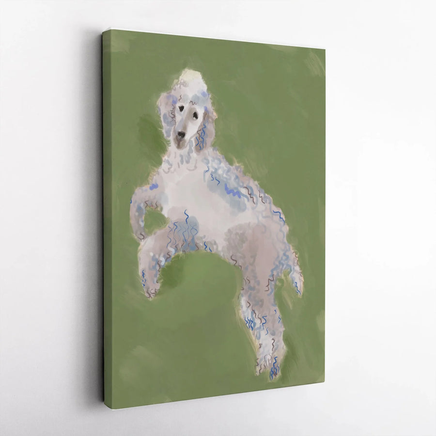 Poodle Painting Vertical Canvas | Modern Abstract Dog Portrait | Premium 1.25" Thick Wall Art | Collector's Gift for Poodle Owner & Dog Lover