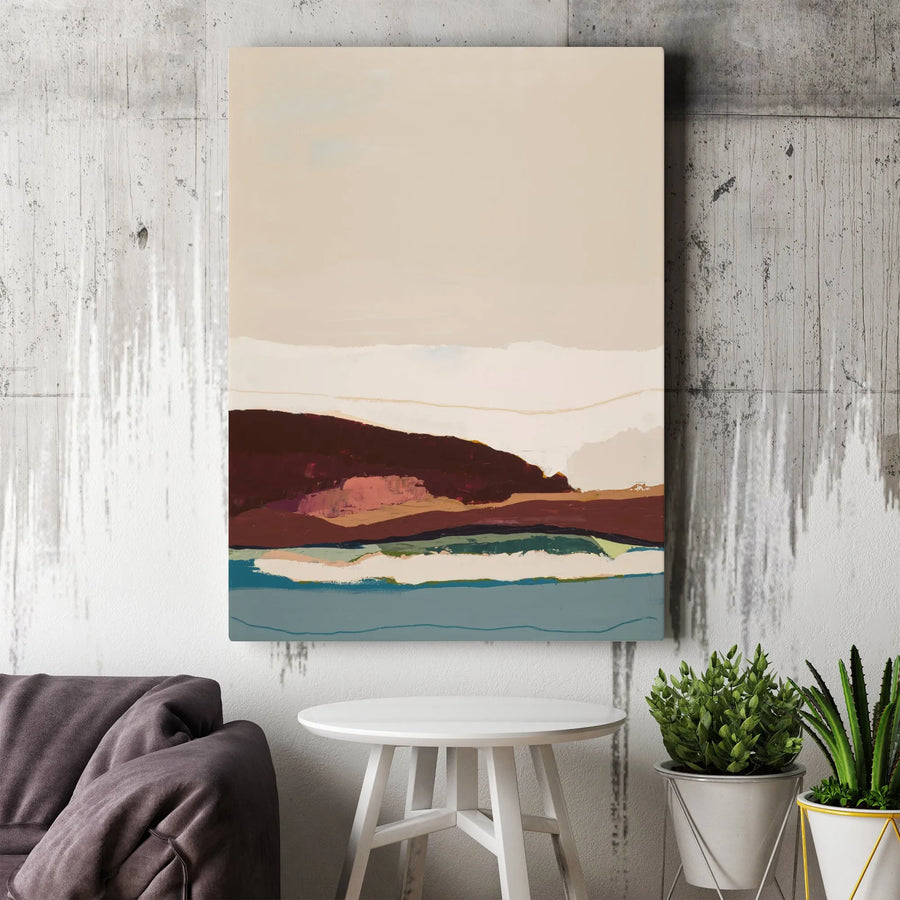 Abstract Landscape Vertical Canvas | Minimalist Earth Tone Wall Art | Premium 1.25" Thick Gallery Wrap | Modern Home Decor Gift