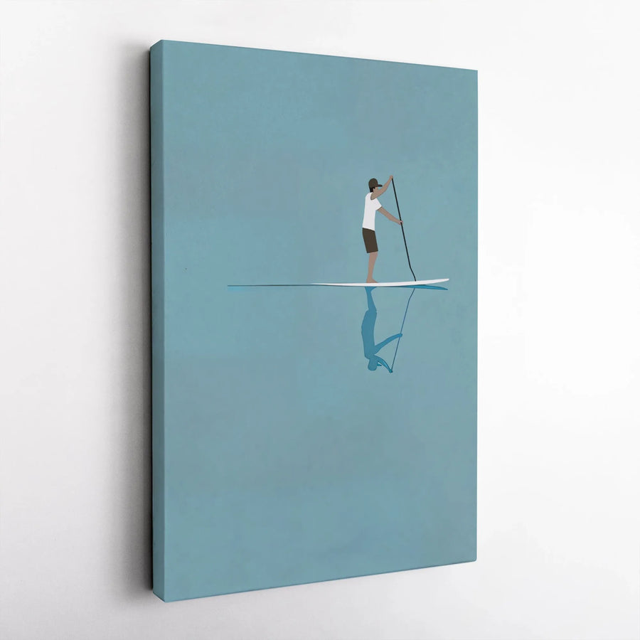 Stand Up Paddleboard Wall Art | Minimalist SUP Ocean Reflection Print | Premium 1.25" Gallery Canvas | Water Sports Lover Decor Gift