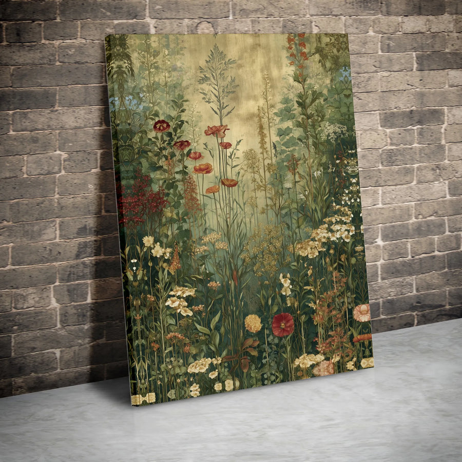Vintage Wildflower Meadow Canvas Wall Art | Botanical Garden Print | Premium Gallery-Wrapped 1.25" Profile | Earthy Home Decor for Nature Lovers