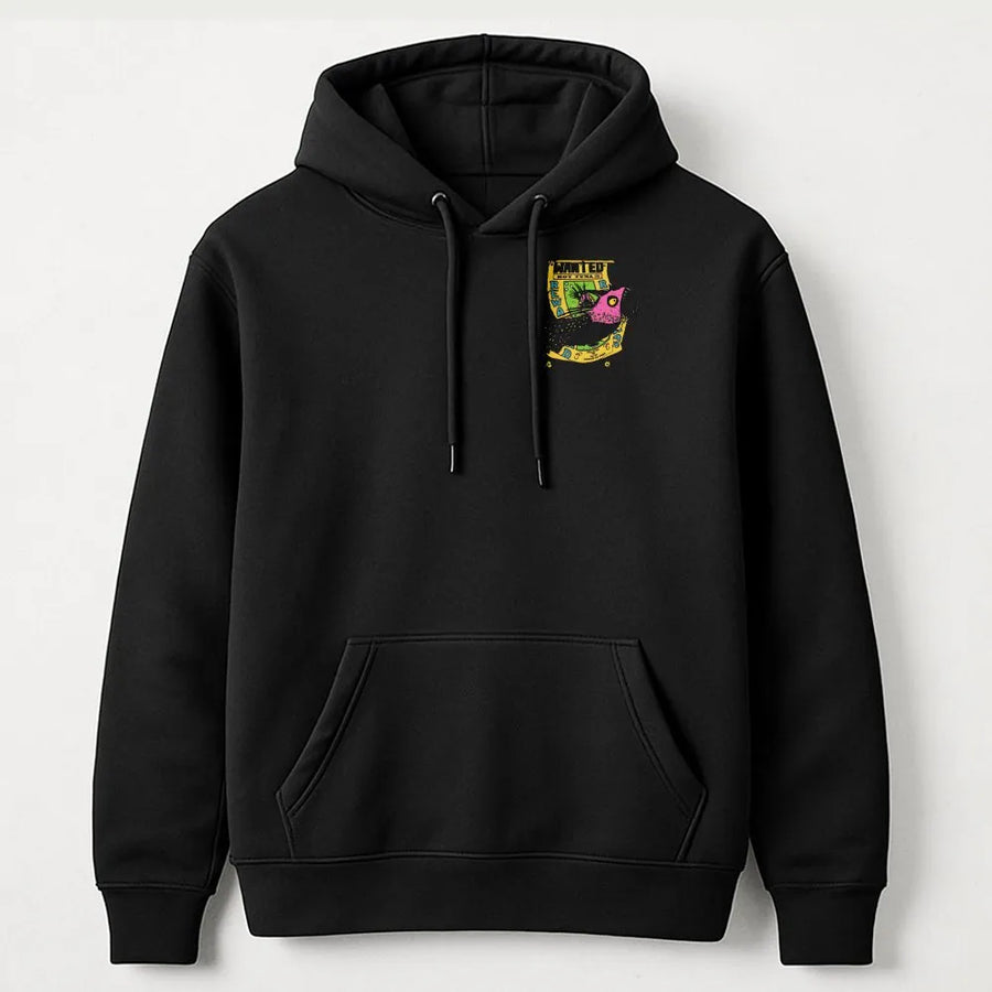 Graphic Crewneck Hoodie | Wanted New Friends Left Chest Print | Soft Cotton Blend Pullover | Unisex Alt Streetwear Gift for Skaters