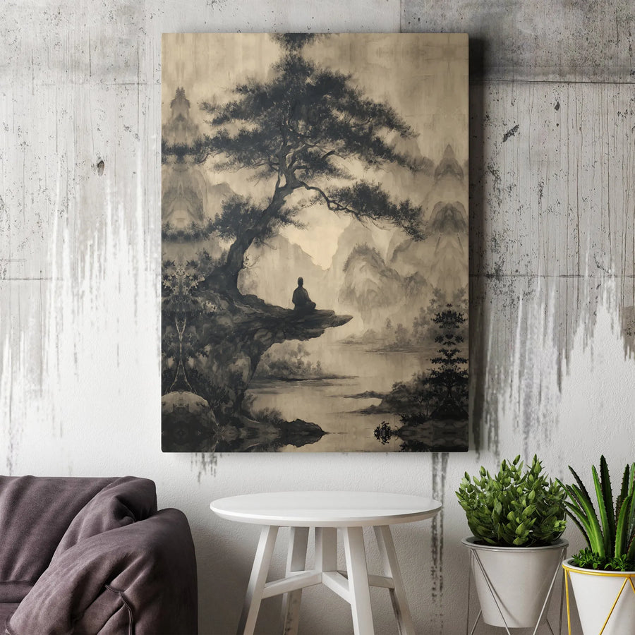Zen Meditation Wall Art | Minimalist Landscape Canvas Print | Premium Gallery-Wrapped Decor | Peaceful Office and Home Wall Decor Gift