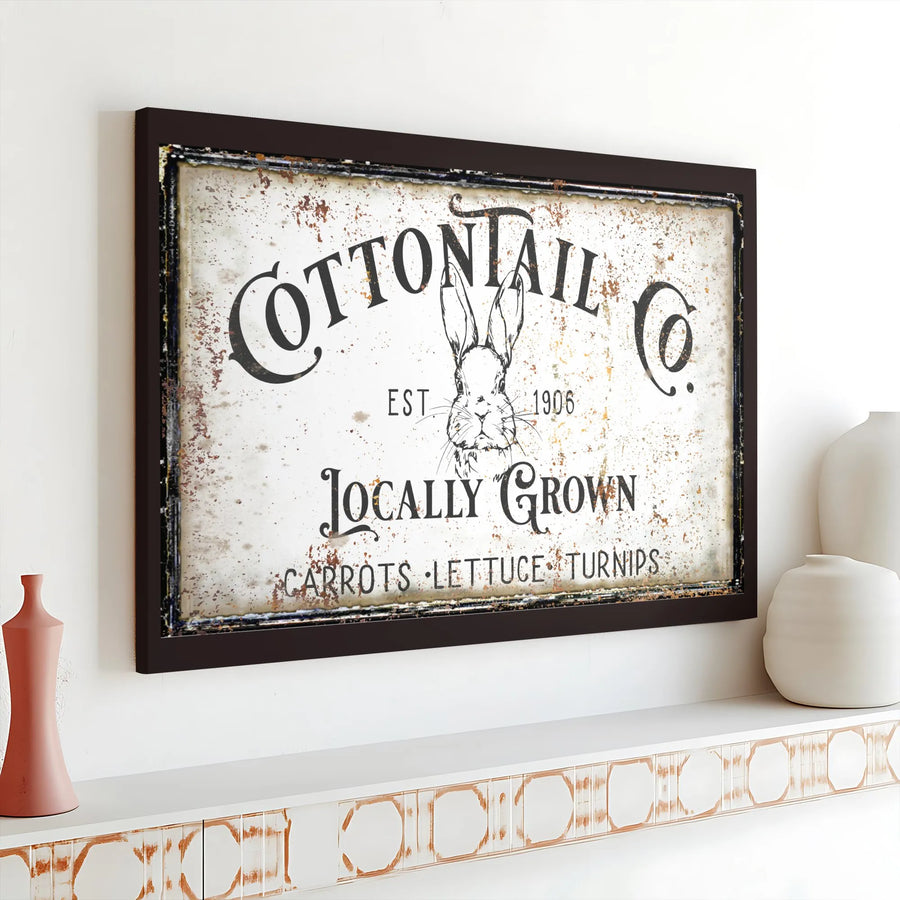 Cottontail Co Farmhouse Wall Art | Rustic Rabbit Kitchen Canvas Print | Gallery Wrapped Premium Decor | Gift For Farmhouse Kitchen Lovers