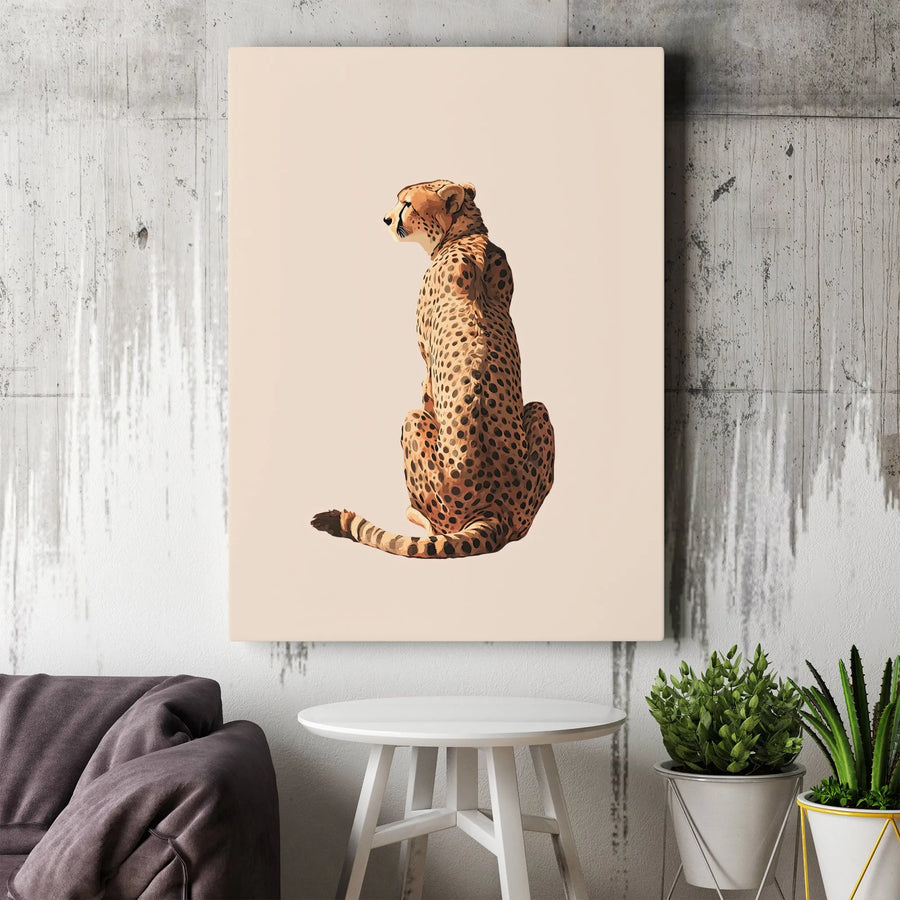 Cheetah Canvas Wall Art | Minimalist Wildlife Safari Illustration | Premium Gallery Wrap Print | Modern Decor For Living Room Or Office