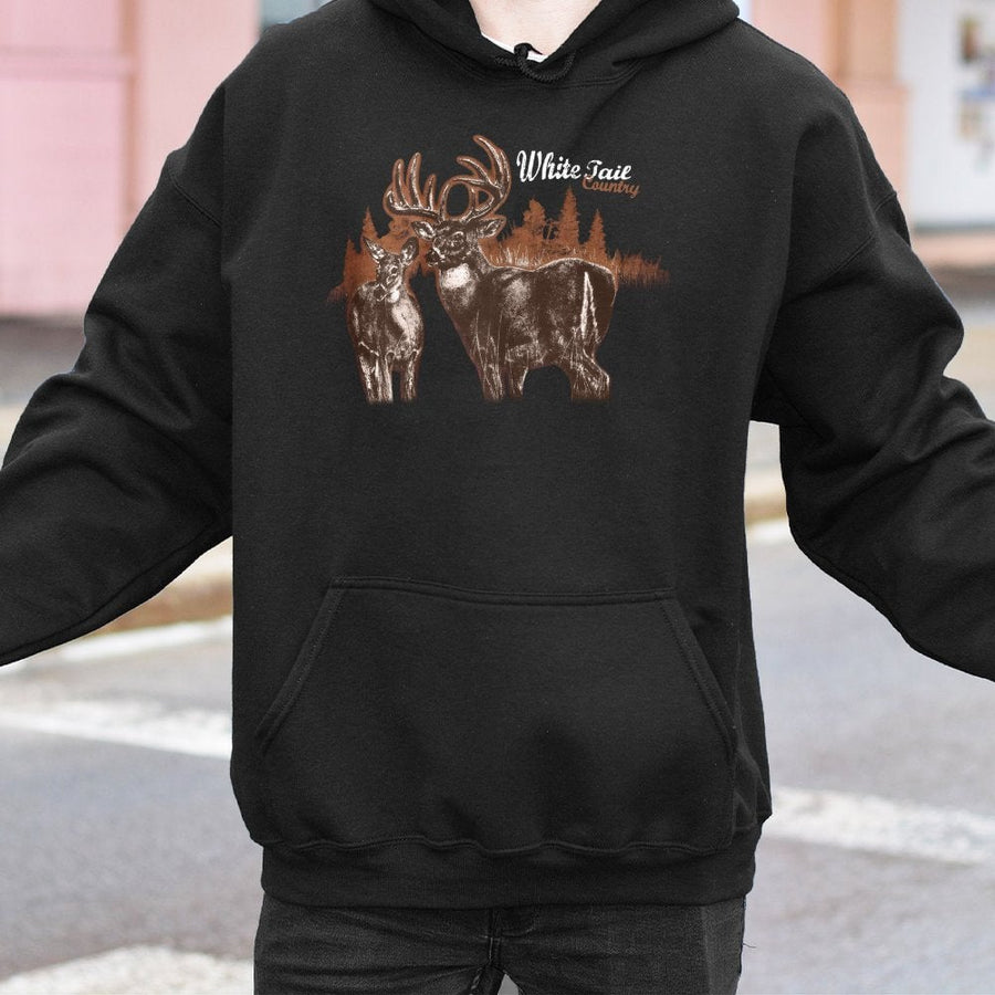 Whitetail Deer Hoodie | Vintage Wildlife Graphic Print | Premium Cotton Blend | Gift for Hunters and Outdoorsmen