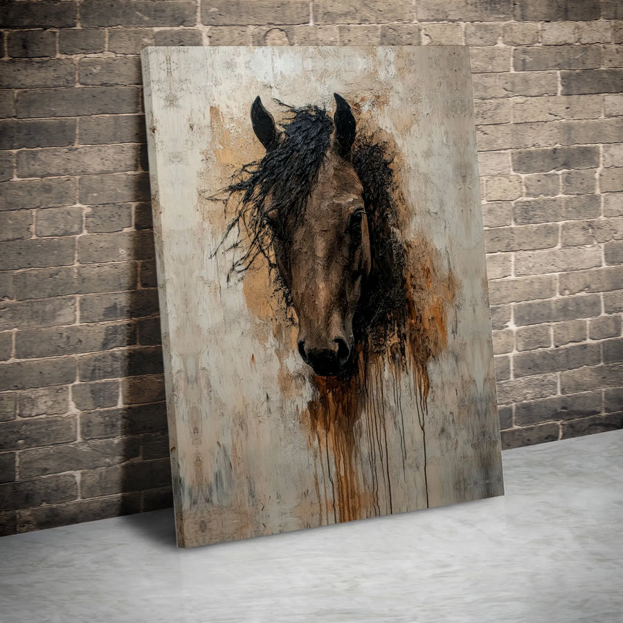 Abstract Horse Canvas Wall Art | Modern Rustic Equine Art | Premium Gallery Canvas | Collector's Gift for Horse Lover