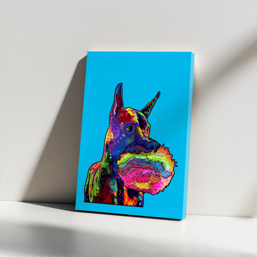 Great Dane Pop Art Canvas Wall Decor | Vibrant Abstract Dog Portrait | Premium 1.25-Inch Gallery Wrap | Unique Gift for Dog Lovers & Pet Owners