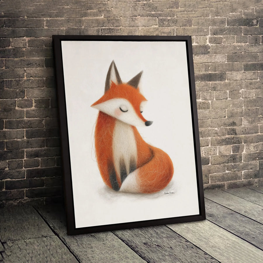 Sleeping Fox Canvas Print | Minimalist Woodland Animal Illustration | Premium Gallery Wrapped Art | Nursery & Home Decor Gift